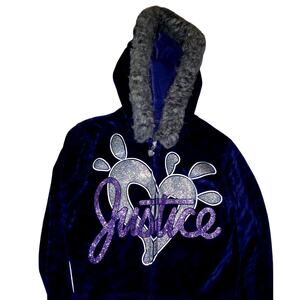 Justice Girls Blue Glitter Logo Zip Up Hoodie - Size 10 - A real Beauty!!